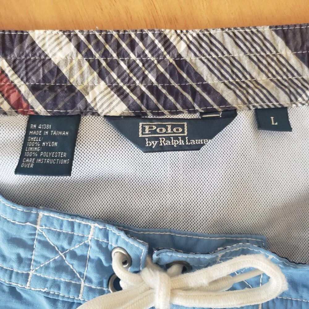 Polo Ralph Lauren Men's Swim Trunks Board Shorts Mesh‎ Lined Blue Size Large